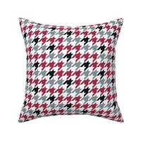 Medium Scale Team Spirit Football Houndstooth in University of Alabama Colors Crimson Red Cool Gray and Black