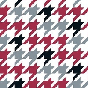 Medium Scale Team Spirit Football Houndstooth in University of Alabama Colors Crimson Red Cool Gray and Black