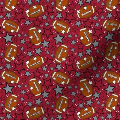 Small Scale Team Spirit Footballs and Stars in University of Alabama Colors Crimson Red and Cool Gray