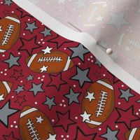Small Scale Team Spirit Footballs and Stars in University of Alabama Colors Crimson Red and Cool Gray