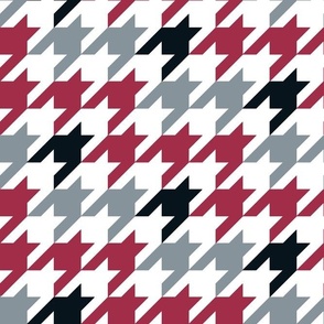 Large Scale Team Spirit Football Houndstooth in University of Alabama Colors Crimson Red Cool Gray and Black