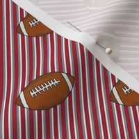 Smaller Scale Team Spirit Football Diagonal Sporty Stripes in University of Alabama Colors Crimson Red and Cool Gray