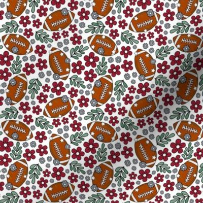 Small Scale Team Spirit Football Floral in University of Alabama Colors Crimson Red and Cool Gray