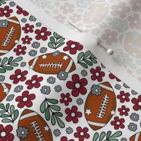 Small Scale Team Spirit Football Floral in University of Alabama Colors Crimson Red and Cool Gray