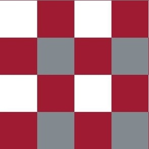 Medium Scale Team Spirit Football Bold Checkerboard in University of Alabama Colors Crimson Red and Cool Gray