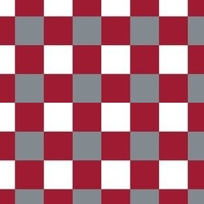 Small Scale Team Spirit Football Bold Checkerboard in University of Alabama Colors Crimson Red and Cool Gray