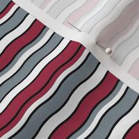 Medium Scale Team Spirit Football Wavy Stripes in University of Alabama Colors Crimson Red and Cool Gray