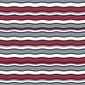 Medium Scale Team Spirit Football Wavy Stripes in University of Alabama Colors Crimson Red and Cool Gray