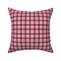 Smaller Scale Team Spirit Football Plaid in University of Alabama Colors Crimson Red and Cool Gray