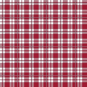 Smaller Scale Team Spirit Football Plaid in University of Alabama Colors Crimson Red and Cool Gray