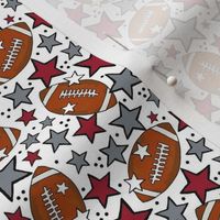 Small Scale Team Spirit Footballs and Stars in University of Alabama Colors Crimson Red and Cool Gray 