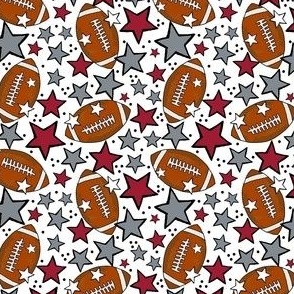 Small Scale Team Spirit Footballs and Stars in University of Alabama Colors Crimson Red and Cool Gray 