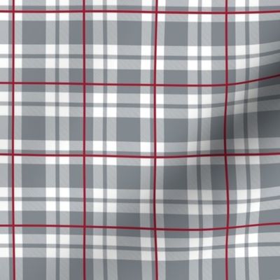 Smaller Scale Team Spirit Football Plaid in University of Alabama Colors Crimson Red and Cool Gray 