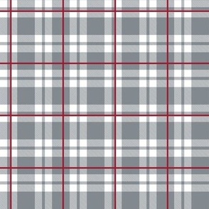 Smaller Scale Team Spirit Football Plaid in University of Alabama Colors Crimson Red and Cool Gray 
