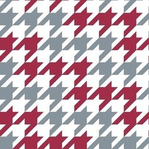 Medium Scale Team Spirit Football Houndstooth in University of Alabama Colors Crimson Red and Cool Gray
