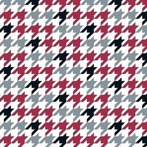 Small Scale Team Spirit Football Houndstooth in University of Alabama Colors Crimson Red Cool Gray and Black