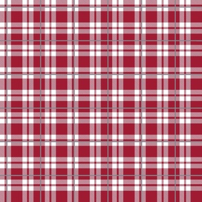 Bigger Scale Team Spirit Football Plaid in University of Alabama Colors Crimson Red and Cool Gray