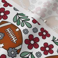 Medium Scale Team Spirit Football Floral in University of Alabama Colors Crimson Red and Cool Gray