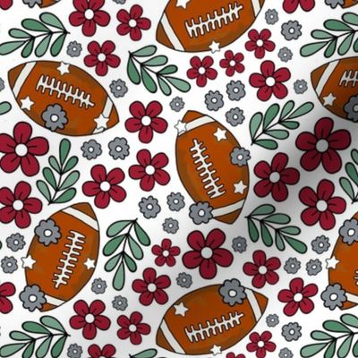 Medium Scale Team Spirit Football Floral in University of Alabama Colors Crimson Red and Cool Gray
