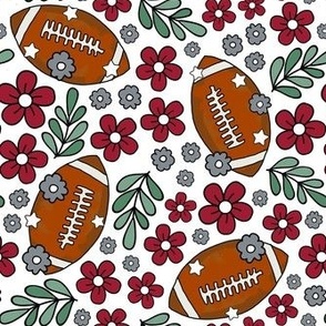 Medium Scale Team Spirit Football Floral in University of Alabama Colors Crimson Red and Cool Gray