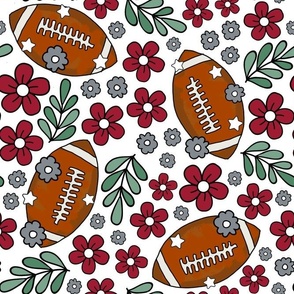 Large Scale Team Spirit Football Floral in University of Alabama Colors Crimson Red and Cool Gray