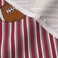Bigger Scale Team Spirit Football Diagonal Sporty Stripes in University of Alabama Colors Crimson Red and Cool Gray