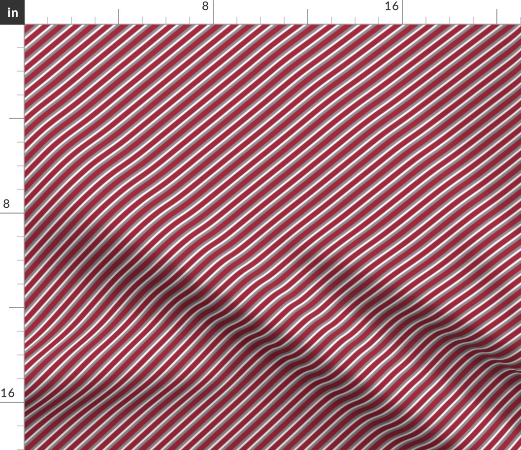 Bigger Scale Team Spirit Diagonal Stripes in University of Alabama Colors Crimson Red and Cool Gray
