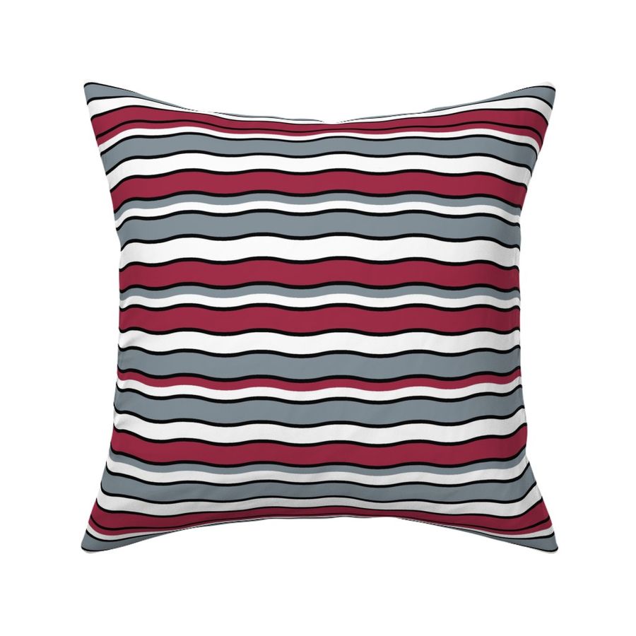 Large Scale Team Spirit Football Wavy Stripes in University of Alabama Colors Crimson Red and Cool Gray