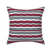 Large Scale Team Spirit Football Wavy Stripes in University of Alabama Colors Crimson Red and Cool Gray