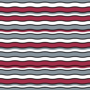 Large Scale Team Spirit Football Wavy Stripes in University of Alabama Colors Crimson Red and Cool Gray