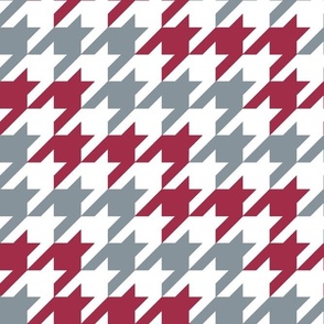 Large Scale Team Spirit Football Houndstooth in University of Alabama Colors Crimson Red and Cool Gray