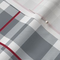 Bigger Scale Team Spirit Football Plaid in University of Alabama Colors Crimson Red and Cool Gray