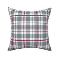 Bigger Scale Team Spirit Football Plaid in University of Alabama Colors Crimson Red and Cool Gray