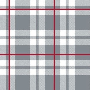 Bigger Scale Team Spirit Football Plaid in University of Alabama Colors Crimson Red and Cool Gray