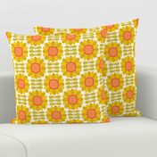 Retro Sunflower Pattern barkcloth texture yellow M wallpaper scale by Pippa Shaw