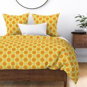 Retro Sunflower Pattern barkcloth texture yellow M wallpaper scale by Pippa Shaw