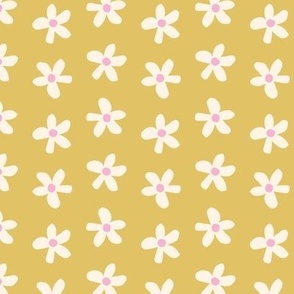 kitchen daisies, cream on olive green 6x6 | vintage floral paper cutout style print