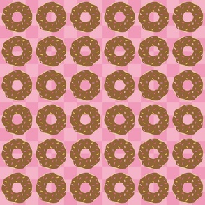 Chocolate Doughnut On Pink Checker