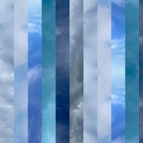 Sky Blue Photos - Wide Stripes - Photographic Gradient - Dreamy Clouds Shades of blue and white