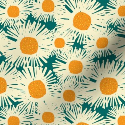 Wild Daisies with Dark Teal