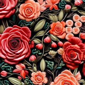 Embroidered Roses (Medium Scale)