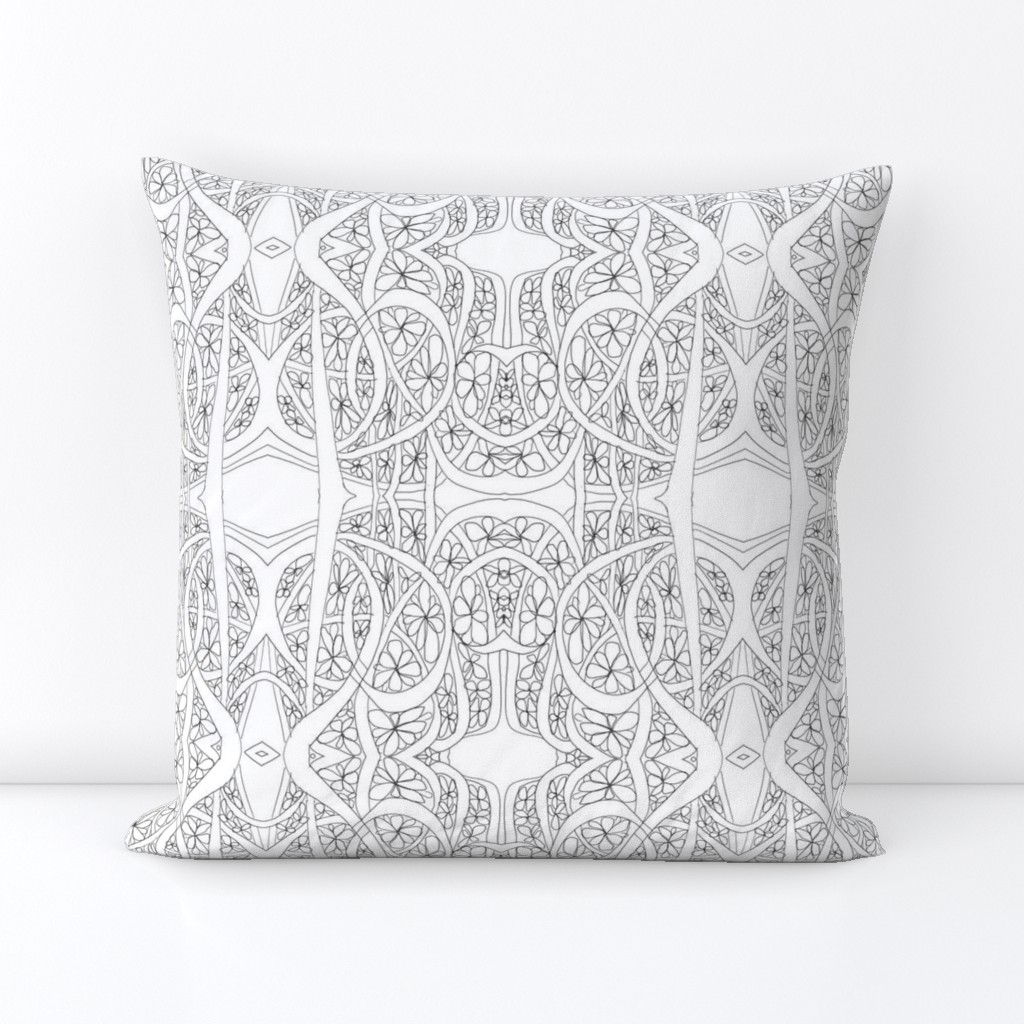 art nouveau daisies in gray and white