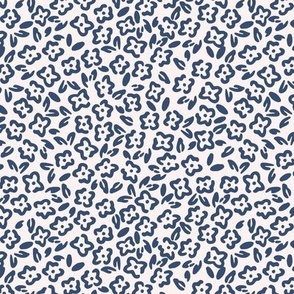 Dense Floral Field in Navy Blue and White (Medium)