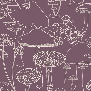 Sketchy Mushrooms on Purple