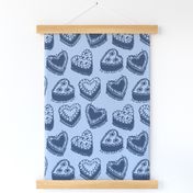 Valentines Heart Cakes in Blue and Navy (Jumbo)