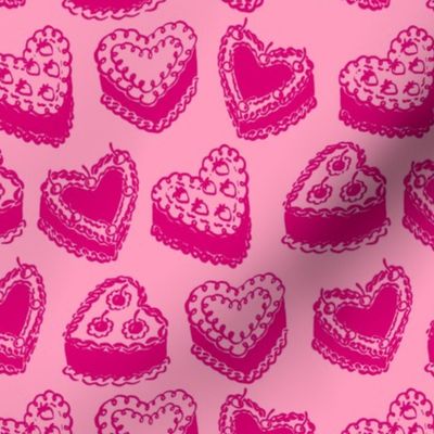 Valentines Heart Cakes in Pink and Magenta (Medium)