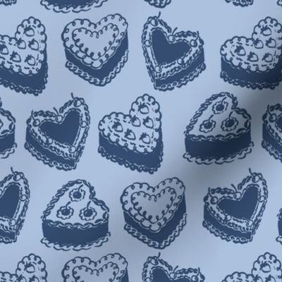 Valentines Heart Cakes in Blue and Navy (Medium)