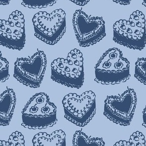 Valentines Heart Cakes in Blue and Navy (Medium)