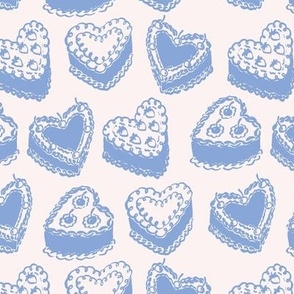 Valentines Heart Cakes in Blue and White (Medium)