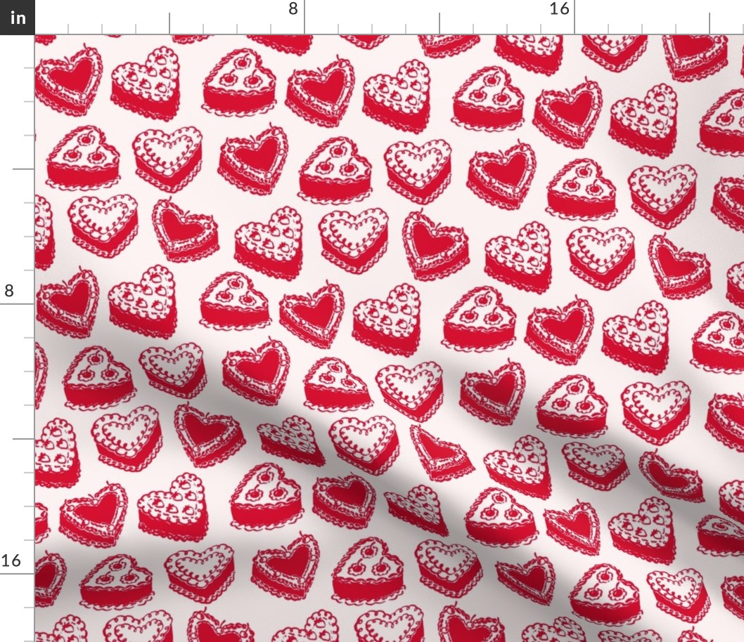 Valentines Heart Cakes in Red and White (Medium)